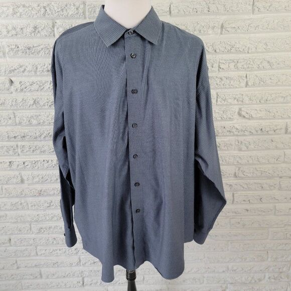 Egara Mens Shirt 3X Long Sleeve Collar Button Up Stripe STR154E - Picture 1 of 8